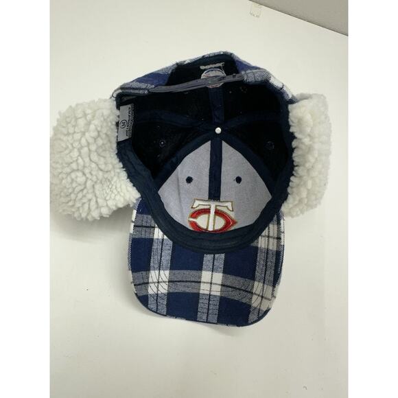 Melonwear Trapper Hat Minnesota Twins MLB Pepsi Blue Plaid Lined Winter Cap - Picture 3 of 8